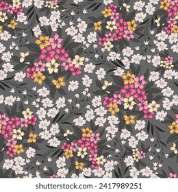 flower seamless pattern on grey background