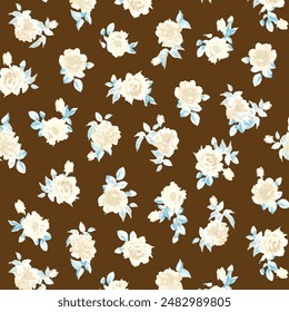 flower seamless pattern on muster background,Kurti Flowers and Motif for Textile Design