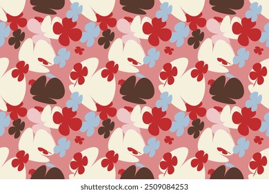 Flower Seamless Pattern on Muster Background With Simple Pretty, Little Floral Liberty Seamless Texture Background. Spring, Summer Romantic Blossom Flower Garden Seamless Pattern for Your Designs