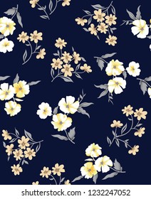 Flower Seamless Pattern On navy