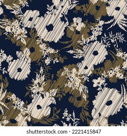 flower seamless pattern on navy background