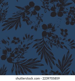 flower seamless pattern on navy background