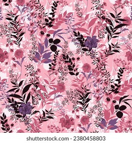 flower seamless pattern on pink background