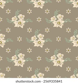 flower seamless pattern on pink tone , Motif ethnic  floral textil,  embroidery, print striped ornament floral, pattern, design for wrapping, silk, scarf, background,textile.