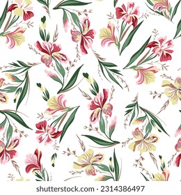 flower seamless pattern on white background