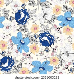 flower seamless pattern on white background