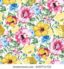 flower seamless pattern on white background