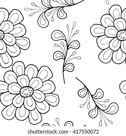 Flower seamless pattern on the white background. For design the fabric, greeting card, wrapping paper.