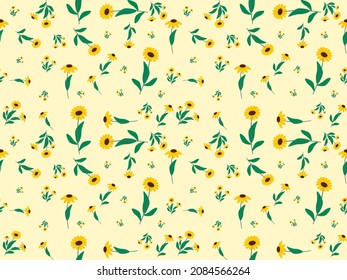 flower seamless pattern on yellow background