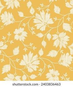 Flower Seamless pattern on yellow background