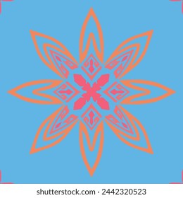Flower seamless pattern orange tone and blue background number 3