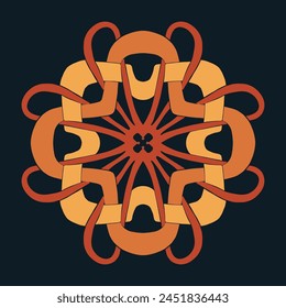 Flower seamless pattern orange tone and dark blue background set 6 number 10