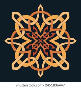 Flower seamless pattern orange tone and dark blue background set 6 number 7