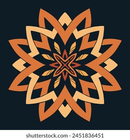 Flower seamless pattern orange tone and dark blue background set 6 number 9