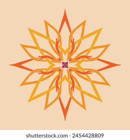 Patrón de flores sin fisuras tono naranja y fondo naranja claro conjunto 6 número 9