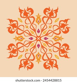 Patrón de flores sin fisuras tono naranja y fondo naranja claro conjunto 6 número 12