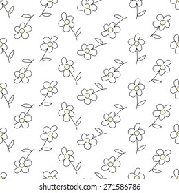 Flower seamless pattern. Outline background.