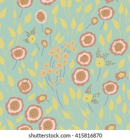 Flower seamless pattern in pastel colors. Vector for design