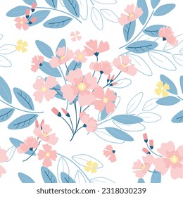 Mínimo patrón de diseño de diseño sin fisuras florales. Diseño de fondo de ilustración vectorial de patrón de flor pastel para tela, textil, portátil, papel de cubierta, envoltura de regalo, plantilla de impresión.