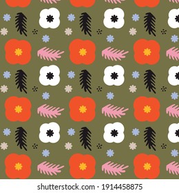 Flower seamless pattern. Poppies flower background