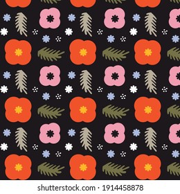 Flower seamless pattern. Poppies flower background