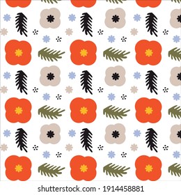 Flower seamless pattern. Poppies flower background