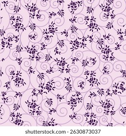 Flower seamless pattern. Print in rustic vintage style, textile or wallpapers flower branches, vector, illustration