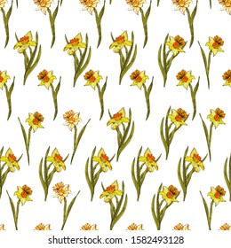flower seamless pattern.  Realistic detailed botanical outline sketch drawing vector design illustration.Beautiful in garden concept