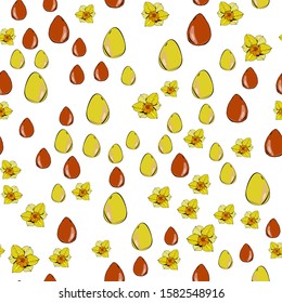 flower seamless pattern.  Realistic detailed botanical outline sketch drawing vector design illustration.Beautiful in garden concept