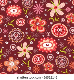 Flower seamless pattern of red