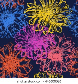 Flower seamless pattern. Repeating abstract floral background