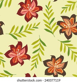  Flower Seamless Pattern with  retro elegance Flower - Illustration
