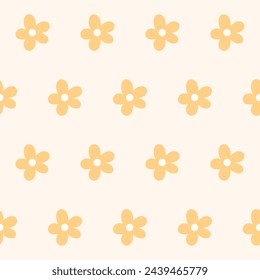 Flower Seamless Pattern. Simple Doodle Floral Textile Swatch. Flower Baby Fabric Print Decoration.  