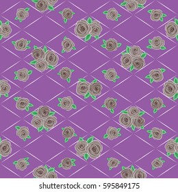 Flower seamless pattern simple floral print with small flowers. Vector design in purple and brown colors. Ditsy style.