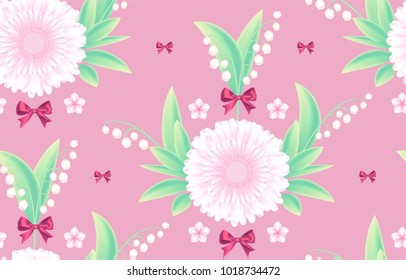 Flower Seamless Pattern. Soft and Cute Design. Seasom Wallpaper.