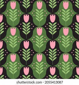Patrón transparente de las flores. Fondo floral estilizado. 
Diseño para textiles, papel pintado, tela. Vector 