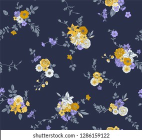 Flower seamless pattern for textile, wrapping paper and wallpaper. Botanical illustration. Vector design.
