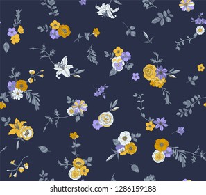 Flower seamless pattern for textile, wrapping paper and wallpaper. Botanical illustration. Vector design.