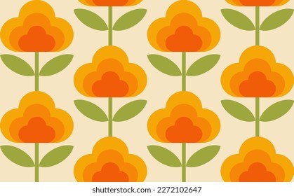 flower seamless pattern using warm tones in vintage style.