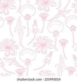 Flower seamless pattern. Vector cornflowers and dandelions. EPS8