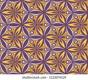 flower seamless pattern vector illustration. geometric mandala ornament. graphic floral line oriental arabesque pattern. flower of life background for fabric, vintage  wallpaper design