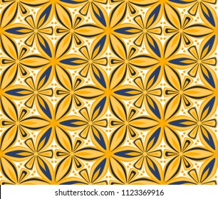 flower seamless pattern vector illustration. geometric mandala ornament. graphic floral line oriental arabesque pattern. flower of life background for fabric, vintage  wallpaper design