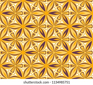 flower seamless pattern vector illustration. geometric mandala ornament. graphic floral line oriental arabesque pattern. flower of life background for fabric, vintage  wallpaper design