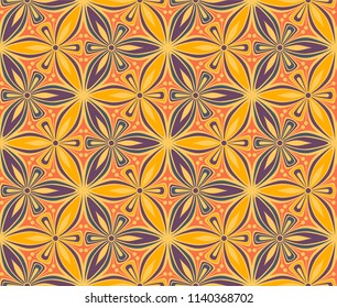 flower seamless pattern vector illustration. geometric mandala ornament. graphic floral line oriental arabesque pattern. flower of life background for fabric, vintage  wallpaper design