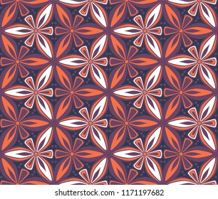 flower seamless pattern vector illustration. geometric mandala ornament. graphic floral line oriental arabesque pattern. flower of life background for fabric, vintage  wallpaper design