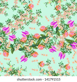 Flower- seamless pattern,  vector illustration.
