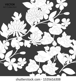 Flower Seamless Pattern, Vector illustration design element