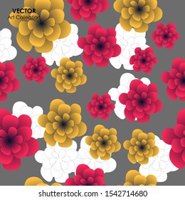 Flower Seamless Pattern, Vector illustration design element