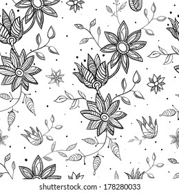 Flower seamless pattern. Vector illustration.