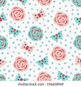 Flower seamless pattern. Vector illustration.